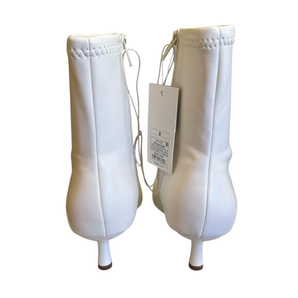 A New Day White Lonnie Kitten Heel Zip Up Stretch Boot Size 8 - Picture 5 of 7